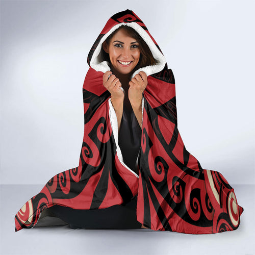Aotearoa Ngai Te Rangi Hooded Blanket New Zealand Traditional Maori Pattern