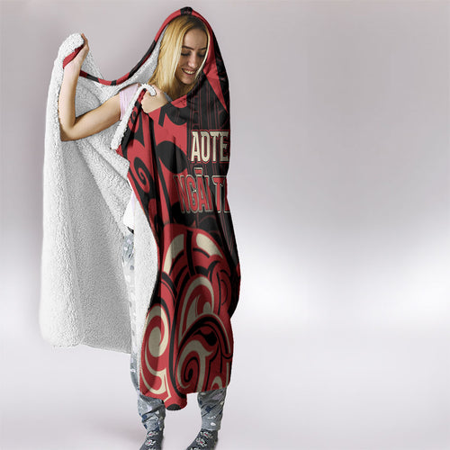 Aotearoa Ngai Te Rangi Hooded Blanket New Zealand Traditional Maori Pattern