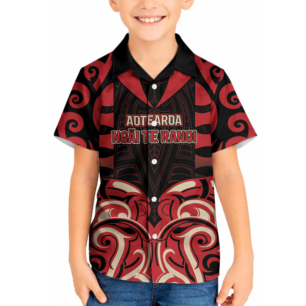 Custom Aotearoa Ngai Te Rangi Kid Hawaiian Shirt New Zealand Traditional Maori Pattern
