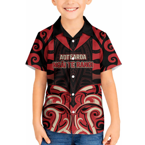 Custom Aotearoa Ngai Te Rangi Kid Hawaiian Shirt New Zealand Traditional Maori Pattern