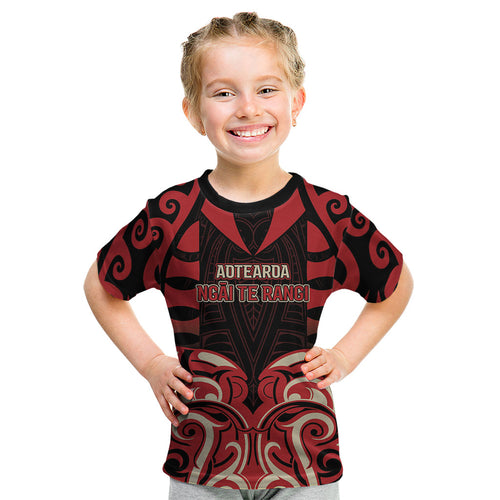 Custom Aotearoa Ngai Te Rangi Kid T Shirt New Zealand Traditional Maori Pattern