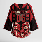 Custom Aotearoa Ngai Te Rangi Kimono Sleeve Blouse New Zealand Traditional Maori Pattern