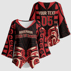 Custom Aotearoa Ngai Te Rangi Kimono Sleeve Blouse New Zealand Traditional Maori Pattern