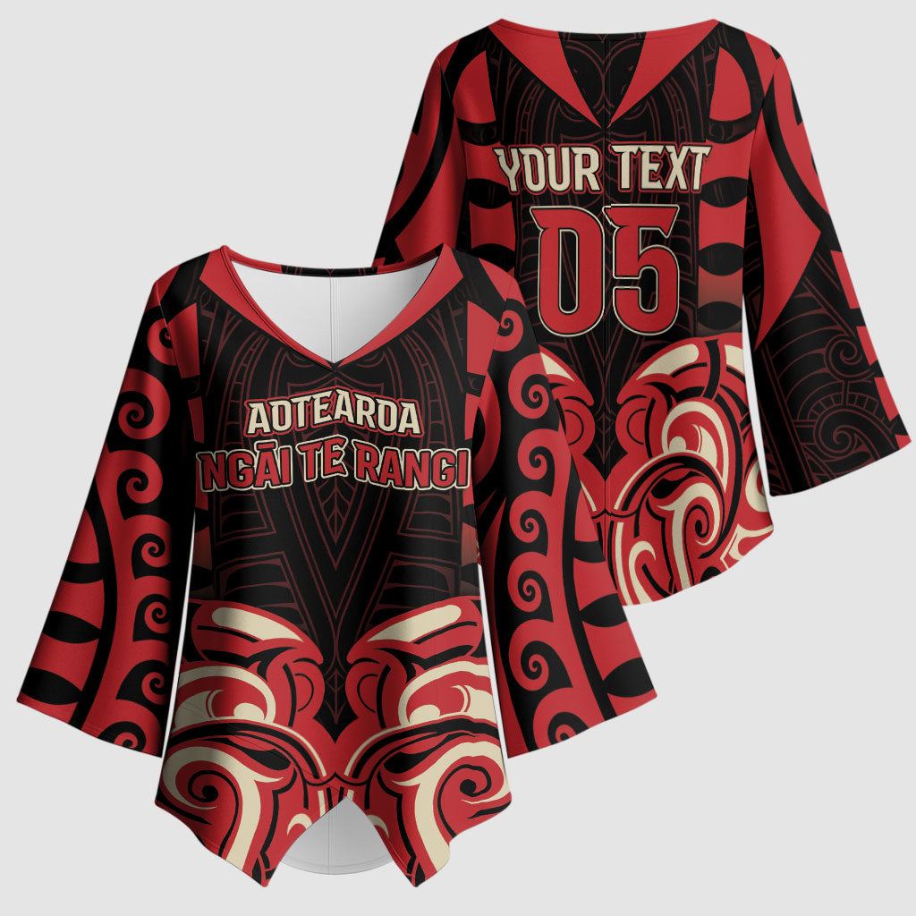 Custom Aotearoa Ngai Te Rangi Kimono Sleeve Blouse New Zealand Traditional Maori Pattern