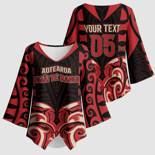 Custom Aotearoa Ngai Te Rangi Kimono Sleeve Blouse New Zealand Traditional Maori Pattern