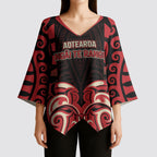 Custom Aotearoa Ngai Te Rangi Kimono Sleeve Blouse New Zealand Traditional Maori Pattern