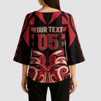 Custom Aotearoa Ngai Te Rangi Kimono Sleeve Blouse New Zealand Traditional Maori Pattern