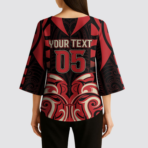 Custom Aotearoa Ngai Te Rangi Kimono Sleeve Blouse New Zealand Traditional Maori Pattern