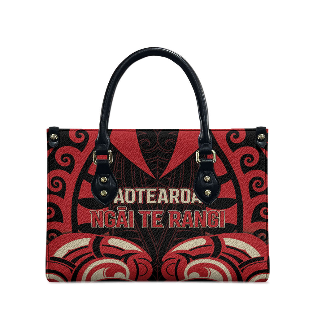 Aotearoa Ngai Te Rangi Leather Bag New Zealand Traditional Maori Pattern