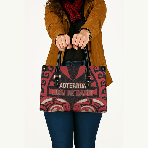Aotearoa Ngai Te Rangi Leather Bag New Zealand Traditional Maori Pattern