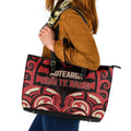 Aotearoa Ngai Te Rangi Leather Tote Bag New Zealand Traditional Maori Pattern