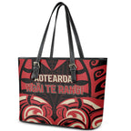 Aotearoa Ngai Te Rangi Leather Tote Bag New Zealand Traditional Maori Pattern