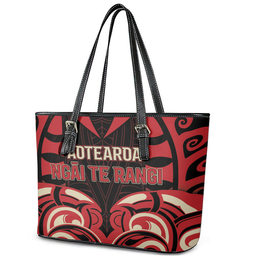 Aotearoa Ngai Te Rangi Leather Tote Bag New Zealand Traditional Maori Pattern