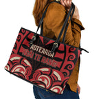 Aotearoa Ngai Te Rangi Leather Tote Bag New Zealand Traditional Maori Pattern