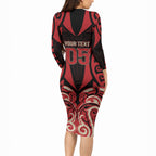 Custom Aotearoa Ngai Te Rangi Long Sleeve Bodycon Dress New Zealand Traditional Maori Pattern