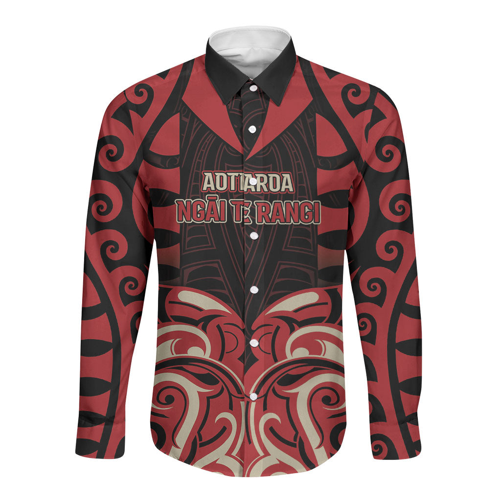 Custom Aotearoa Ngai Te Rangi Long Sleeve Button Shirt New Zealand Traditional Maori Pattern