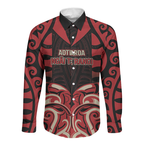 Custom Aotearoa Ngai Te Rangi Long Sleeve Button Shirt New Zealand Traditional Maori Pattern