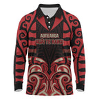 Custom Aotearoa Ngai Te Rangi Long Sleeve Polo Shirt New Zealand Traditional Maori Pattern
