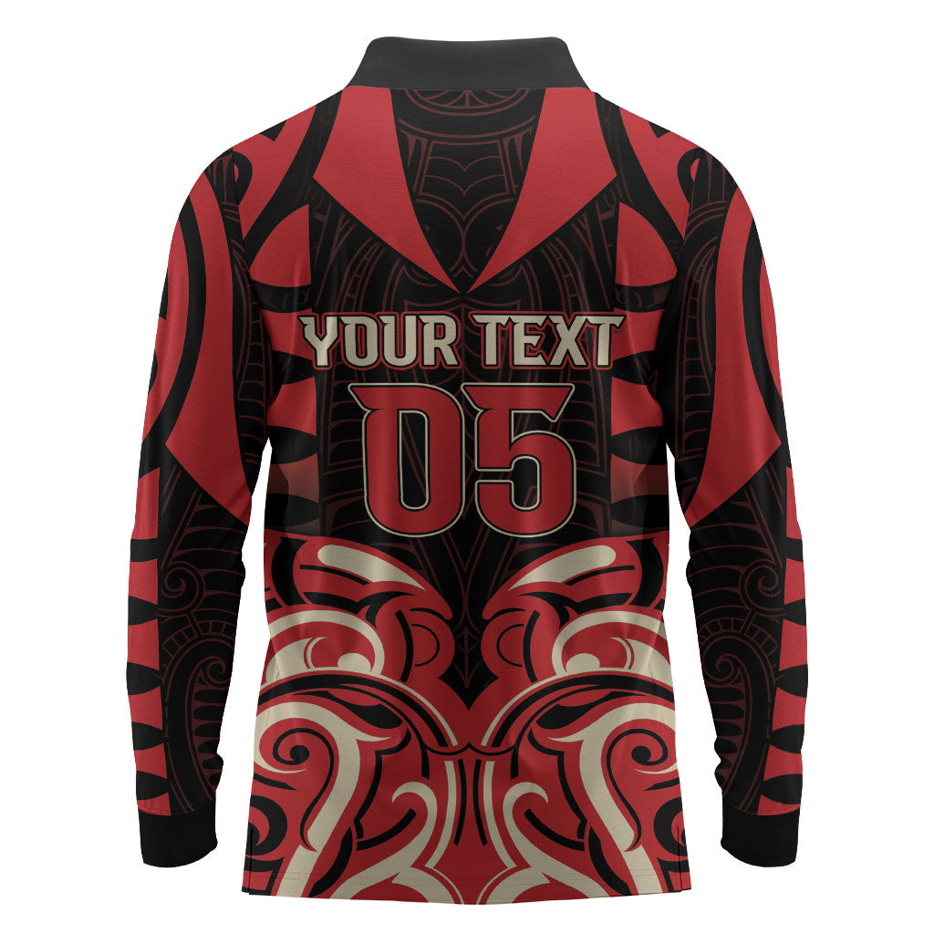 Custom Aotearoa Ngai Te Rangi Long Sleeve Polo Shirt New Zealand Traditional Maori Pattern