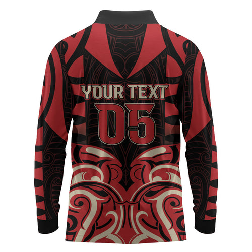 Custom Aotearoa Ngai Te Rangi Long Sleeve Polo Shirt New Zealand Traditional Maori Pattern