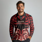 Custom Aotearoa Ngai Te Rangi Long Sleeve Polo Shirt New Zealand Traditional Maori Pattern