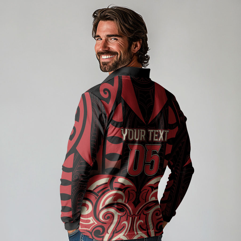 Custom Aotearoa Ngai Te Rangi Long Sleeve Polo Shirt New Zealand Traditional Maori Pattern