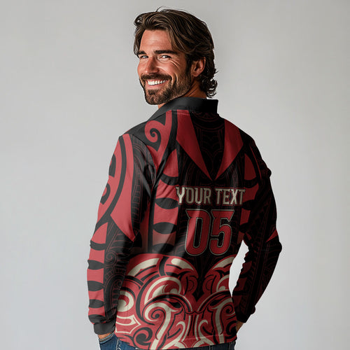 Custom Aotearoa Ngai Te Rangi Long Sleeve Polo Shirt New Zealand Traditional Maori Pattern