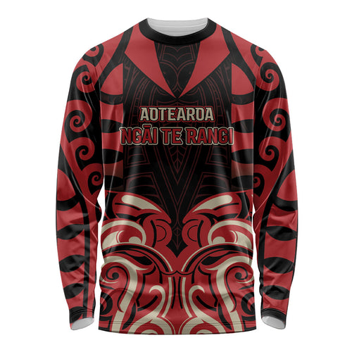 Custom Aotearoa Ngai Te Rangi Long Sleeve Shirt New Zealand Traditional Maori Pattern