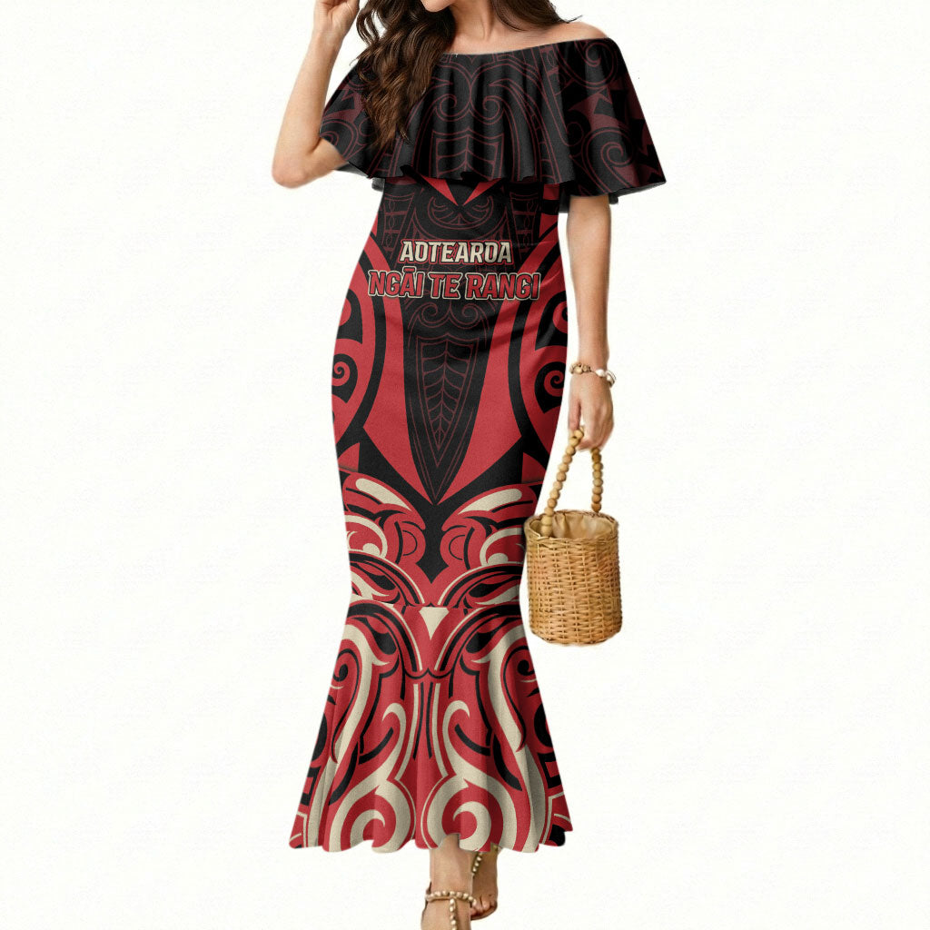 Custom Aotearoa Ngai Te Rangi Mermaid Dress New Zealand Traditional Maori Pattern