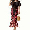 Custom Aotearoa Ngai Te Rangi Mermaid Dress New Zealand Traditional Maori Pattern