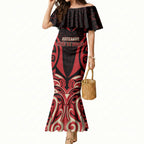 Custom Aotearoa Ngai Te Rangi Mermaid Dress New Zealand Traditional Maori Pattern