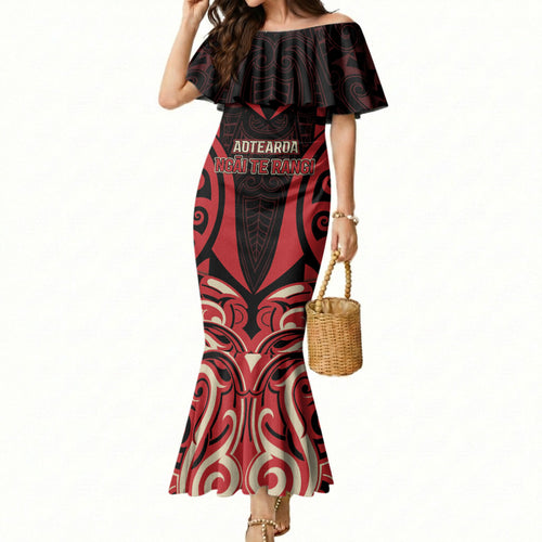 Custom Aotearoa Ngai Te Rangi Mermaid Dress New Zealand Traditional Maori Pattern