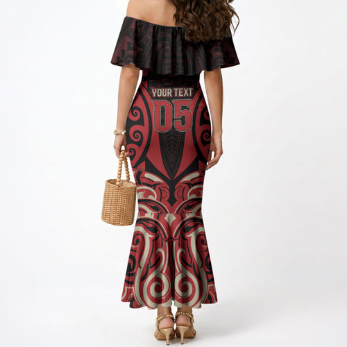 Custom Aotearoa Ngai Te Rangi Mermaid Dress New Zealand Traditional Maori Pattern
