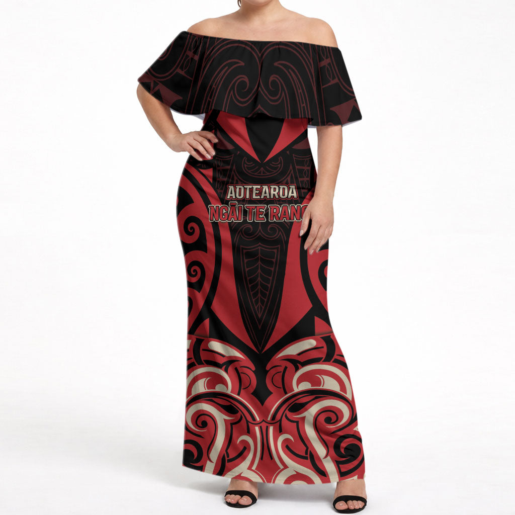 Custom Aotearoa Ngai Te Rangi Off Shoulder Maxi Dress New Zealand Traditional Maori Pattern