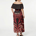 Custom Aotearoa Ngai Te Rangi Off Shoulder Maxi Dress New Zealand Traditional Maori Pattern