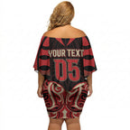 Custom Aotearoa Ngai Te Rangi Off Shoulder Short Dress New Zealand Traditional Maori Pattern