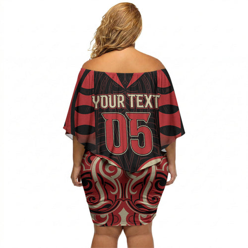 Custom Aotearoa Ngai Te Rangi Off Shoulder Short Dress New Zealand Traditional Maori Pattern