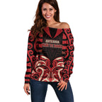 Custom Aotearoa Ngai Te Rangi Off Shoulder Sweater New Zealand Traditional Maori Pattern