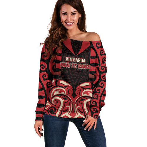 Custom Aotearoa Ngai Te Rangi Off Shoulder Sweater New Zealand Traditional Maori Pattern