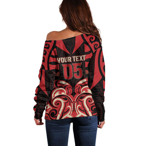 Custom Aotearoa Ngai Te Rangi Off Shoulder Sweater New Zealand Traditional Maori Pattern