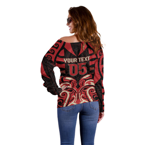 Custom Aotearoa Ngai Te Rangi Off Shoulder Sweater New Zealand Traditional Maori Pattern