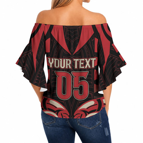 Custom Aotearoa Ngai Te Rangi Off Shoulder Wrap Waist Top New Zealand Traditional Maori Pattern