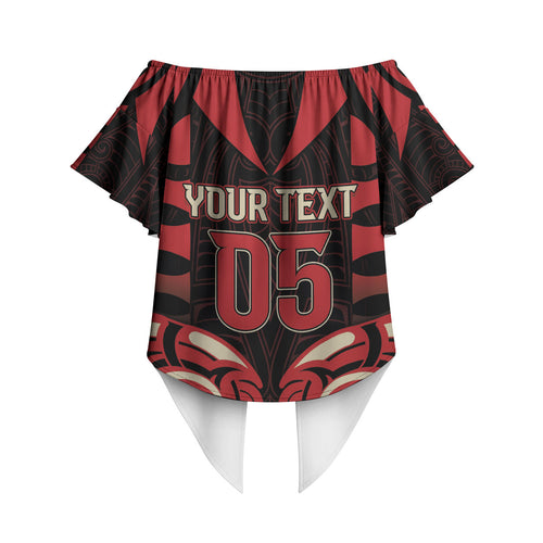 Custom Aotearoa Ngai Te Rangi Off Shoulder Wrap Waist Top New Zealand Traditional Maori Pattern