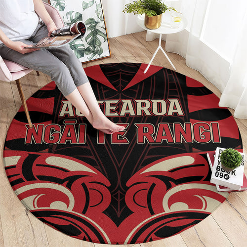Aotearoa Ngai Te Rangi Round Carpet New Zealand Traditional Maori Pattern