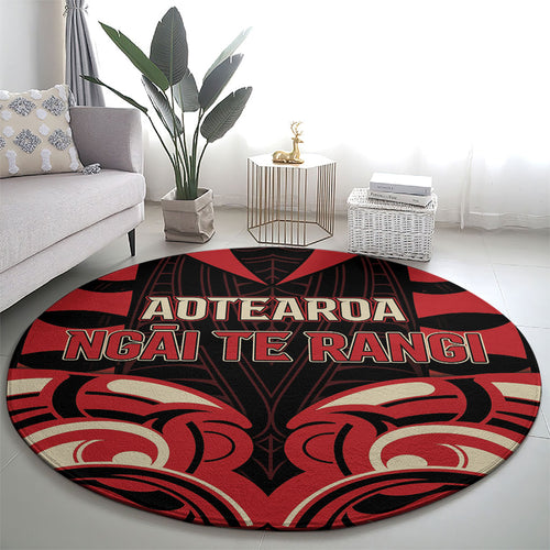 Aotearoa Ngai Te Rangi Round Carpet New Zealand Traditional Maori Pattern