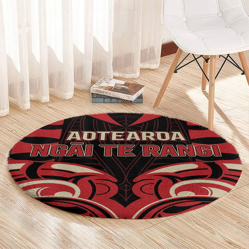 Aotearoa Ngai Te Rangi Round Carpet New Zealand Traditional Maori Pattern