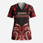Custom Aotearoa Ngai Te Rangi Scrub Top New Zealand Traditional Maori Pattern