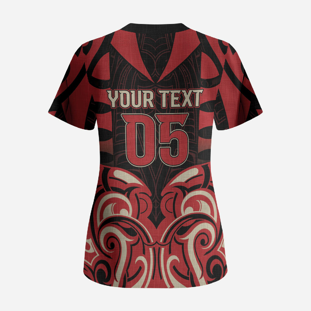 Custom Aotearoa Ngai Te Rangi Scrub Top New Zealand Traditional Maori Pattern