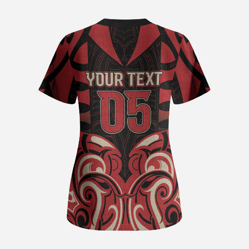 Custom Aotearoa Ngai Te Rangi Scrub Top New Zealand Traditional Maori Pattern