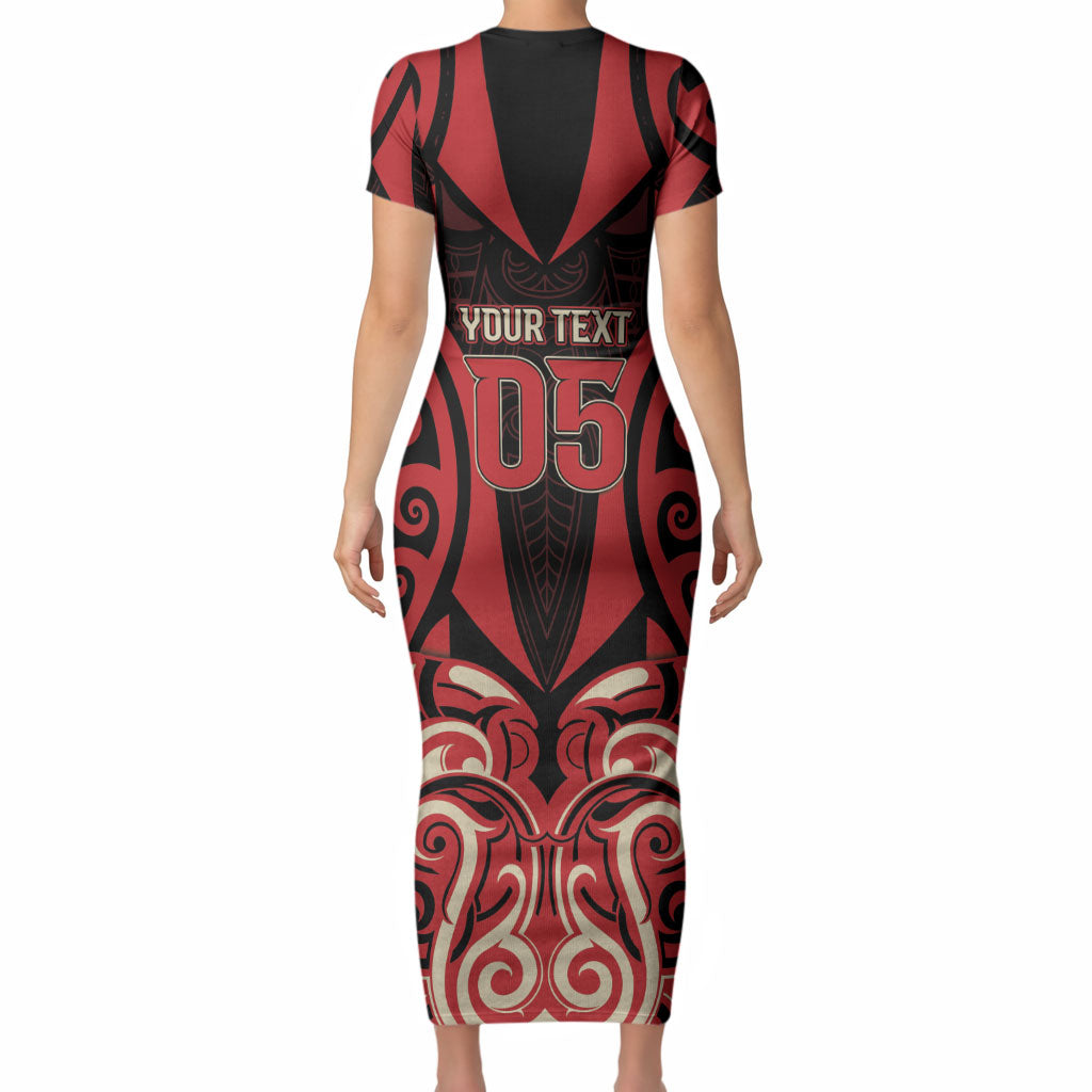 Custom Aotearoa Ngai Te Rangi Short Sleeve Bodycon Dress New Zealand Traditional Maori Pattern
